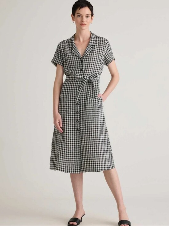 Quince Dresses & Skirts - Quince Black & White Gingham Button-Front Dress